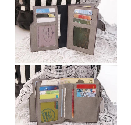 Women's Vegan Leather Small Zipper Wallet (Grey)