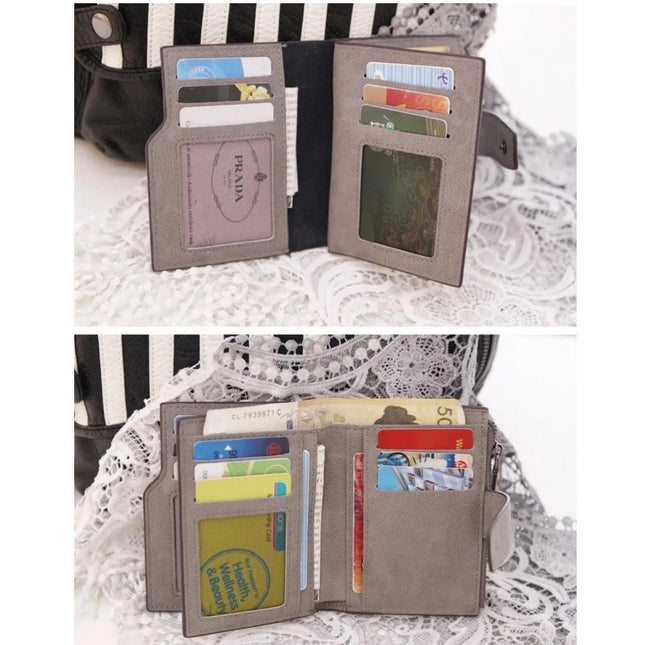 Women's Vegan Leather Small Zipper Wallet (Grey)