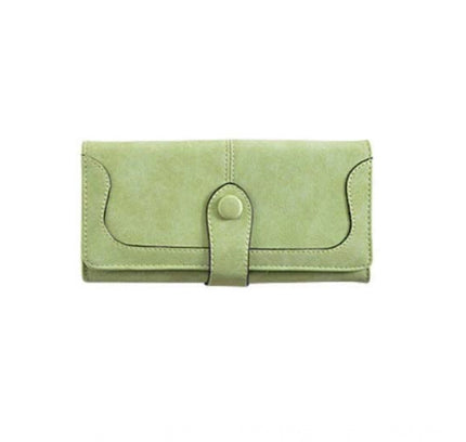 Women's Faux Leather Medium Snap Button Wallet (Green)