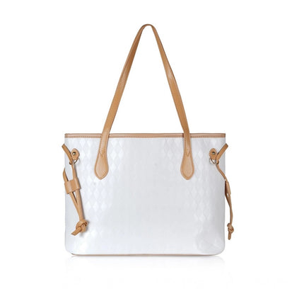 Women's Canvas Medium Shoulder Zipper Handbag (White)