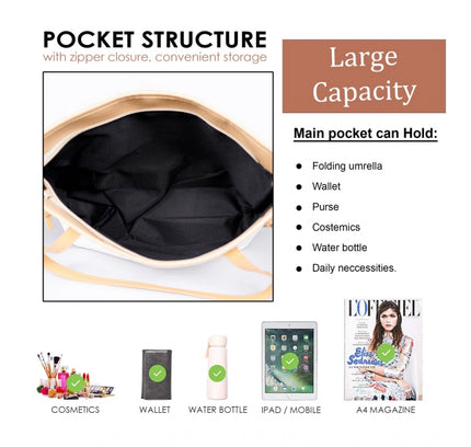 Women's Canvas Medium Shoulder Zipper Handbag (White)