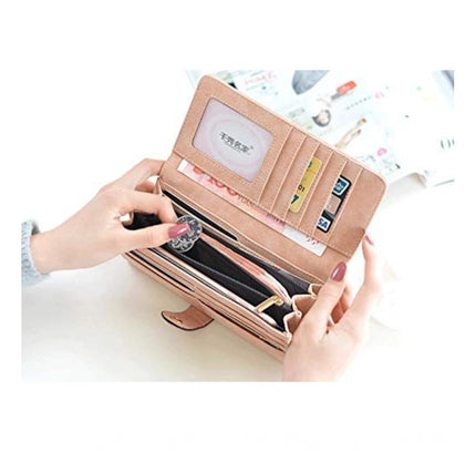 Women's Faux Leather Medium Snap Button Wallet (Green)