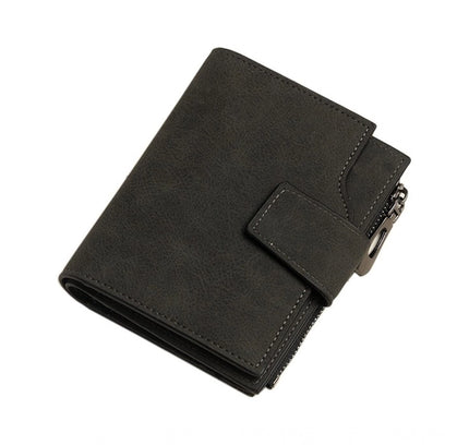 Women's Vegan Leather Small Zipper Wallet (Black)