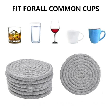 Cotton Rope Drink Coasters 6 Pcs Set (Grey)