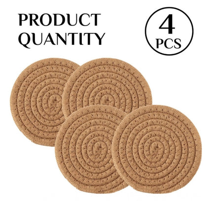 Cotton Rope Drink Coasters 4 Pcs Set (Beige)