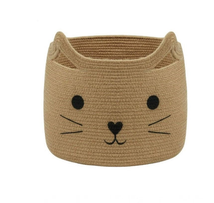 Cotton Large Storage Cat Basket 15x11 Inch Pack of 1 (Beige)