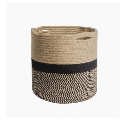 Cotton Large Woven Storage Basket 11x11 Inch Pack of 1 (Beige)