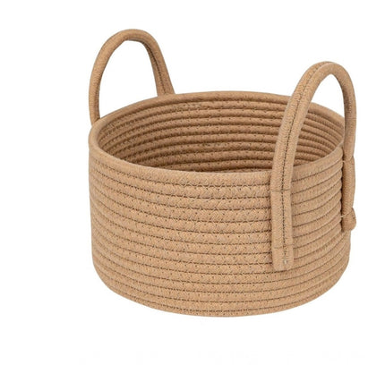 Cotton Round Storage Rope Woven Baskets Pack of 2 (Beige)