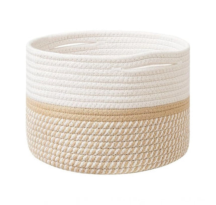 Cotton Storage Rope Woven Baskets 9x7 Inch Pack of 1 (Beige)