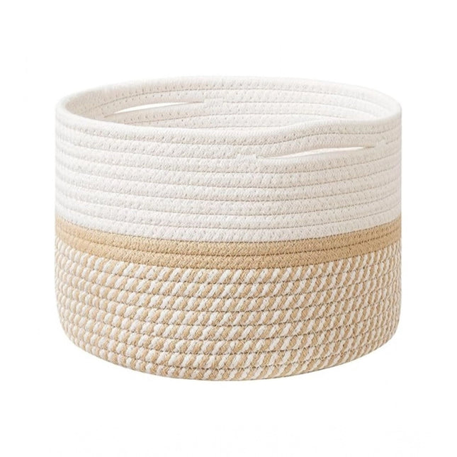 Cotton Storage Rope Woven Baskets 9x7 Inch Pack of 1 (Beige)