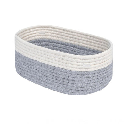 Cotton Oval Storage Rope Woven Baskets Pack of 1 (White Grey)