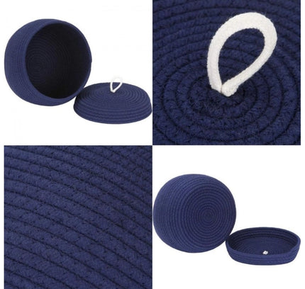 Cotton Bear Shaped Storage Matka Basket With Lid Pack of 1 (Blue)