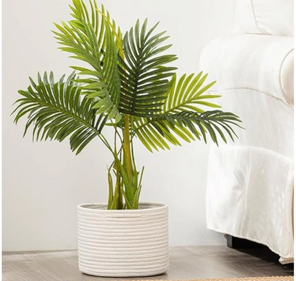 Cotton Storage Rope Woven Baskets 9x7 Inch Pack of 1 (White)