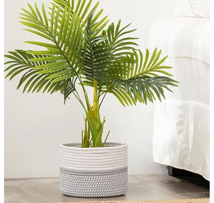 Cotton Storage Rope Woven Baskets 9x7 Inch Pack of 1 (Grey)