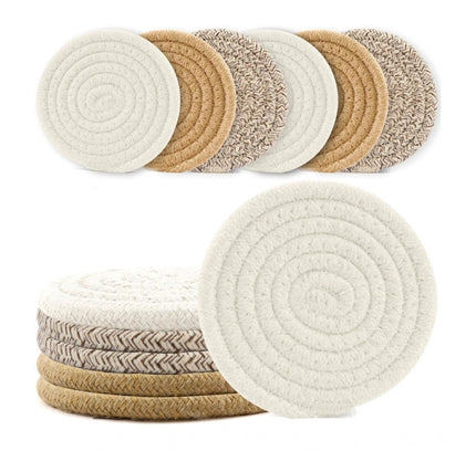 Cotton Rope Drink Coasters 6 Pcs Set (Multicolor)