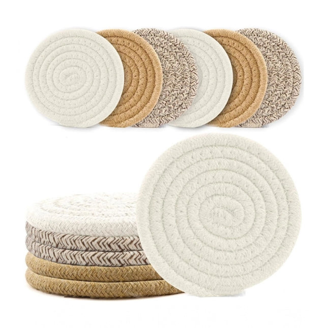 Cotton Rope Drink Coasters 6 Pcs Set (Multicolor)