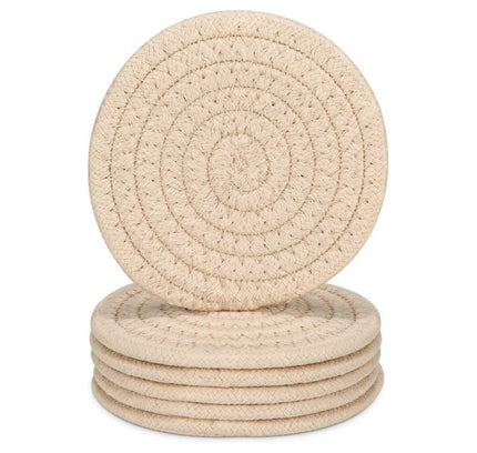 Cotton Rope Drink Coasters 6 Pcs Set (Cream)