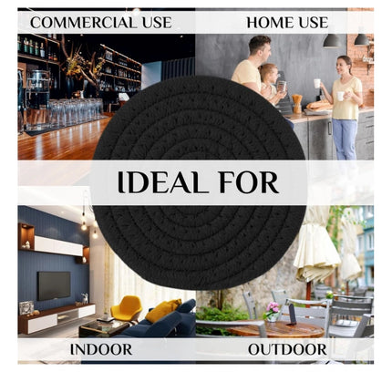 Cotton Rope Drink Coasters 4 Pcs Set (Black)