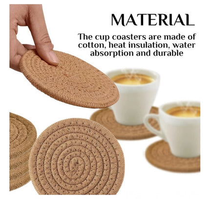 Cotton Rope Drink Coasters 4 Pcs Set (Beige)
