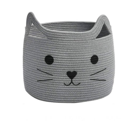 Cotton Large Storage Cat Basket 15x11 Inch Pack of 1 (Grey)