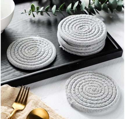 Cotton Rope Drink Coasters 6 Pcs Set (Grey)