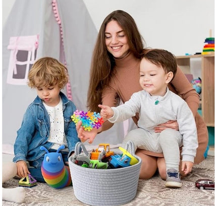 Cotton Plain Cat Basket 9x5 Inch Pack of 1 (Grey)