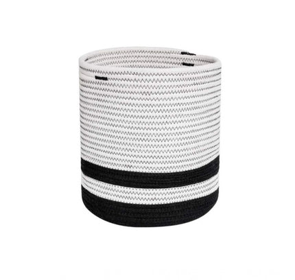 Cotton Large Woven Storage Basket 10x10 Inch Pack of 1 (Black &amp; White)