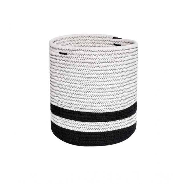 Cotton Large Woven Storage Basket 10x10 Inch Pack of 1 (Black &amp; White)