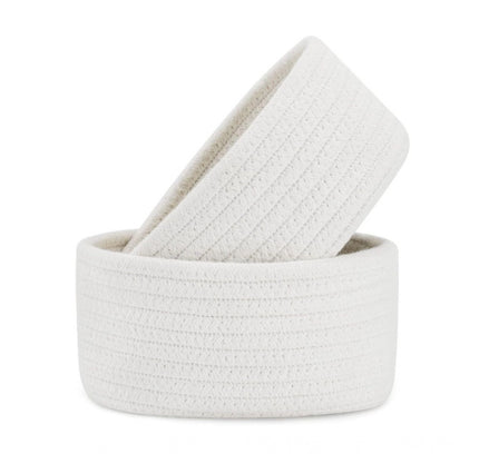 Cotton Storage Rope Woven Baskets Pack of 2 (White)