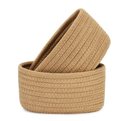 Cotton Storage Rope Woven Baskets Pack of 2 (Beige)