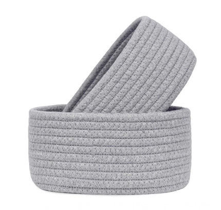 Cotton Storage Rope Woven Baskets Pack of 2 (Grey)