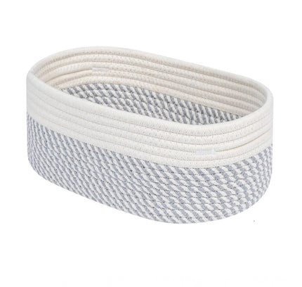 Cotton Oval Storage Rope Woven Baskets Pack of 1 (Grey White)