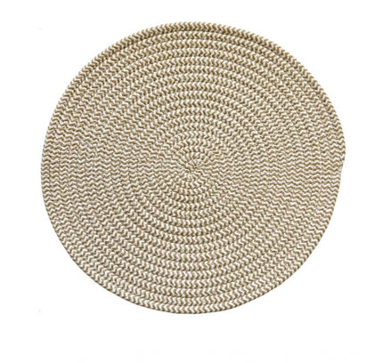 Cotton Dining Table Round Placemat Mats Set of 4 (Beige White)