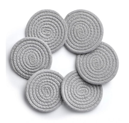 Cotton Rope Drink Coasters 6 Pcs Set (Grey)
