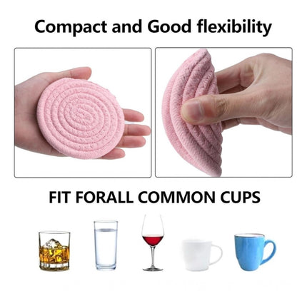 Cotton Rope Drink Coasters 6 Pcs Set (Pink)