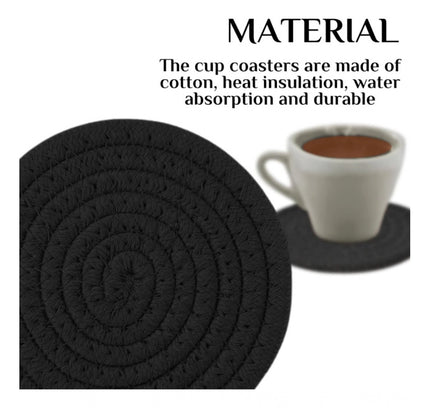 Cotton Rope Drink Coasters 4 Pcs Set (Black)