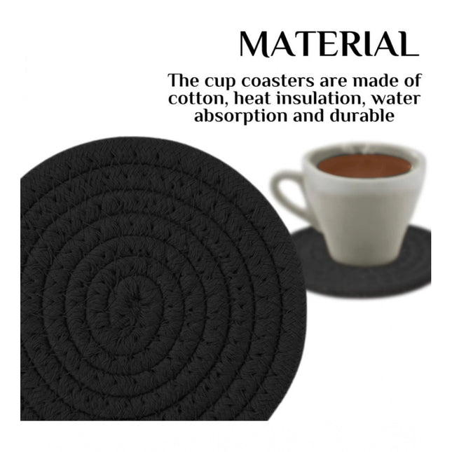 Cotton Rope Drink Coasters 4 Pcs Set (Black)