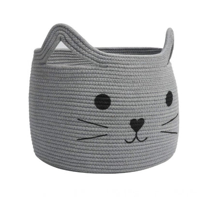 Cotton Large Storage Cat Basket 15x11 Inch Pack of 1 (Grey)