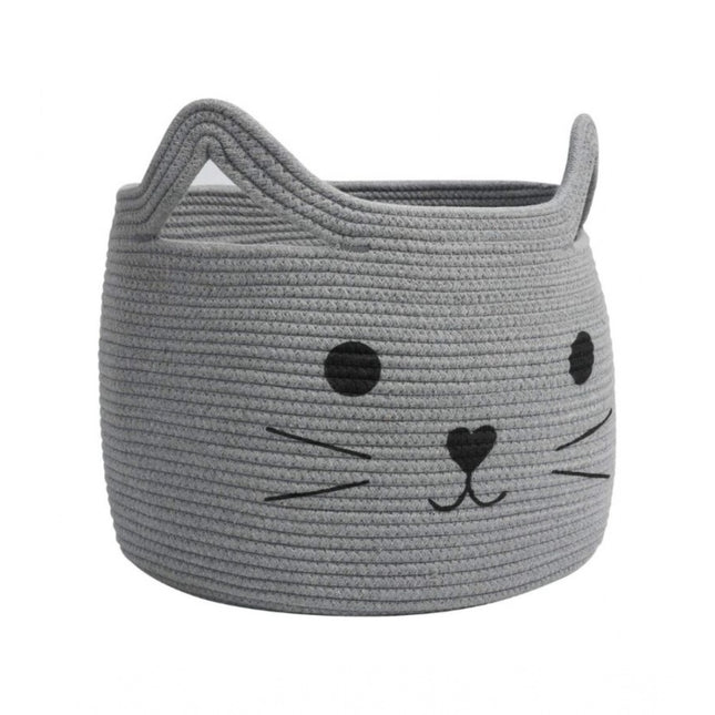 Cotton Large Storage Cat Basket 15x11 Inch Pack of 1 (Grey)