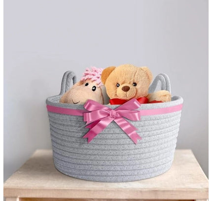 Cotton Plain Cat Basket 9x5 Inch Pack of 1 (Grey)