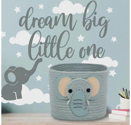 Cotton Elephant Basket 10x8 Inch Pack of 1 (Grey)
