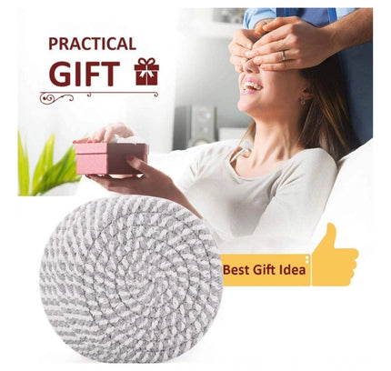 Cotton Rope Drink Coasters 6 Pcs Set (Grey White)