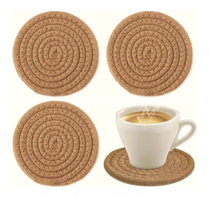 Cotton Rope Drink Coasters 4 Pcs Set (Beige)