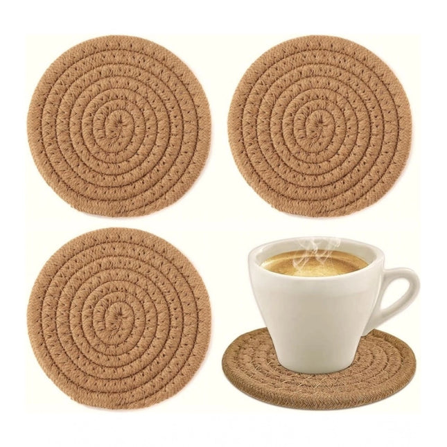 Cotton Rope Drink Coasters 4 Pcs Set (Beige)