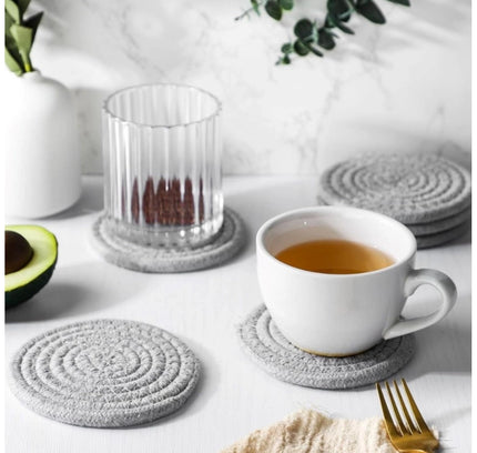 Cotton Rope Drink Coasters 6 Pcs Set (Grey)