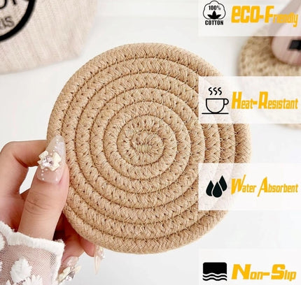 Cotton Rope Drink Coasters 6 Pcs Set (Multicolor)