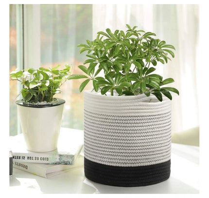 Cotton Large Woven Storage Basket 10x10 Inch Pack of 1 (White)