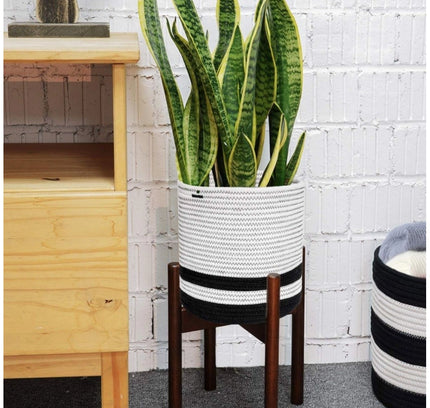 Cotton Large Woven Storage Basket 10x10 Inch Pack of 1 (Black &amp; White)