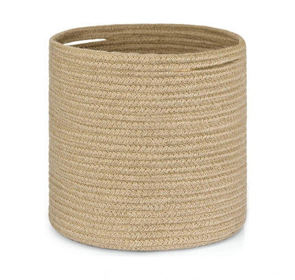 Cotton Large Woven Storage Basket 11x11 Inch Pack of 1 (Beige)