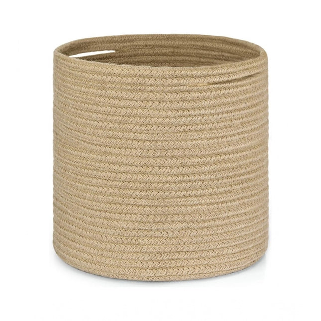 Cotton Large Woven Storage Basket 11x11 Inch Pack of 1 (Beige)